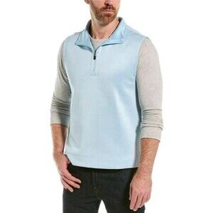 HICKEY FREEMAN NY Men's Size Medium Golf Vest Light Blue 1/4 Zip Top + Logo  NWT